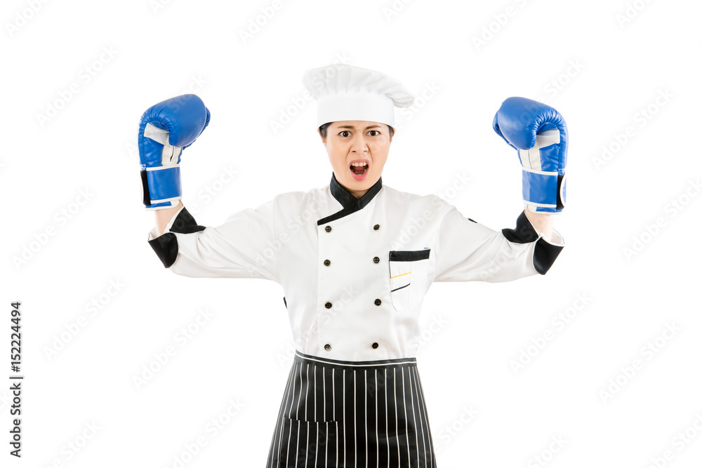 strong aggressive cooking chef woman concept strong aggressive cooking chef woman concept