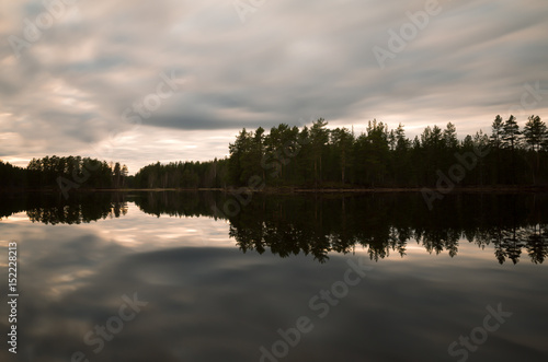 Cloudy evening in the nature reserve malingarna in dalarna, sweden photographed with long exposure