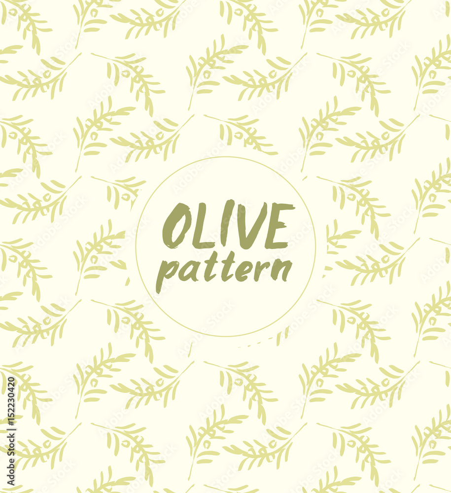 Obraz premium Seamless vector pattern ink drawn olive branch