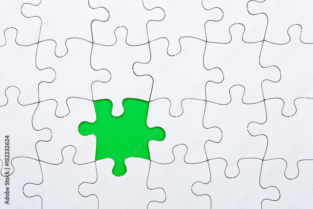 Puzzle Pieces - white with green missing space
Puzzle Pieces - white with green missing space