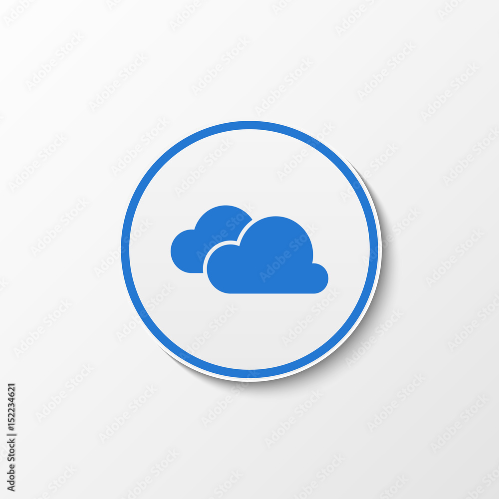 White circle with blue cloud inside. Blue cloud. White circle with blue cloud inside. Blue cloud.