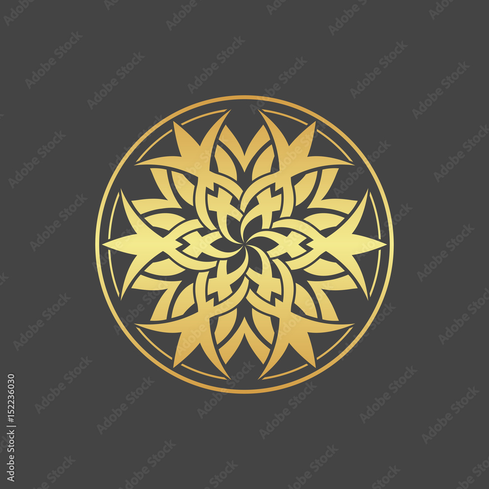 Gold flower. Abstract decorative element. Gold flower. Abstract decorative element.