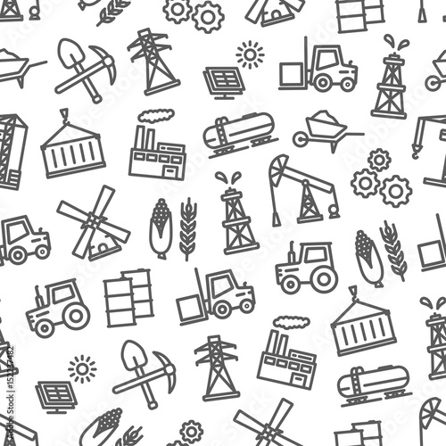 Heavy and food industry vector seamless pattern