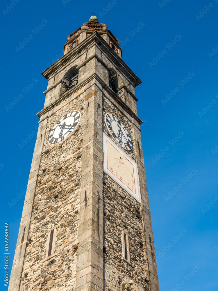 Clock tower of church in Ascona
