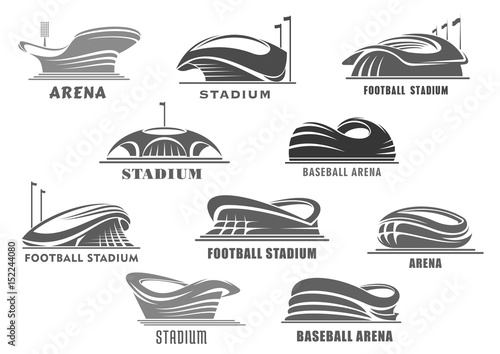 Vector icons of football arena or sport stadium