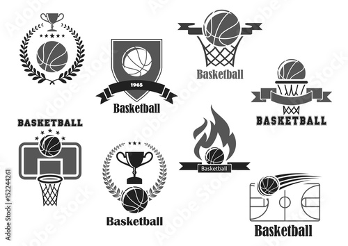 Vector icons of basketball championship club award