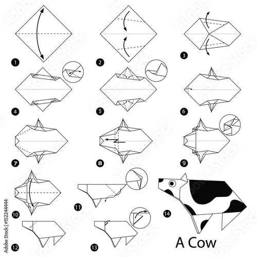 step by step instructions how to make origami A Cow