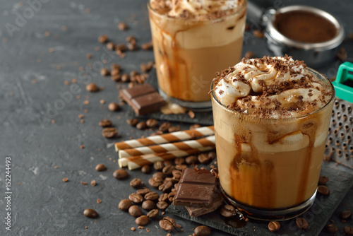 Cold frappe coffee with cream