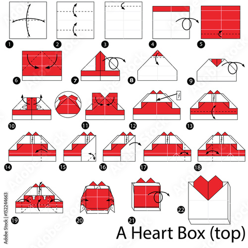 step by step instructions how to make origami A Heart Box