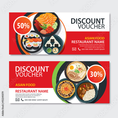 Discount voucher asian food template design. Japanese set