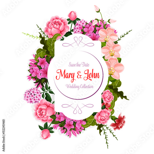 Flowers bouquet for wedding vector greeting card