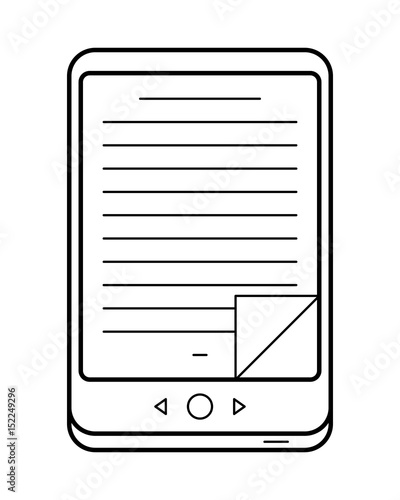 E-book line art, simple gadget icon for web application, outline vector pictogram isolated on a white background, electronic version of a traditional print book