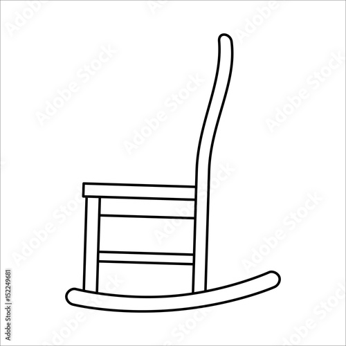 Thin line icon of chair rocking. Simple outline rocking chair on white background.