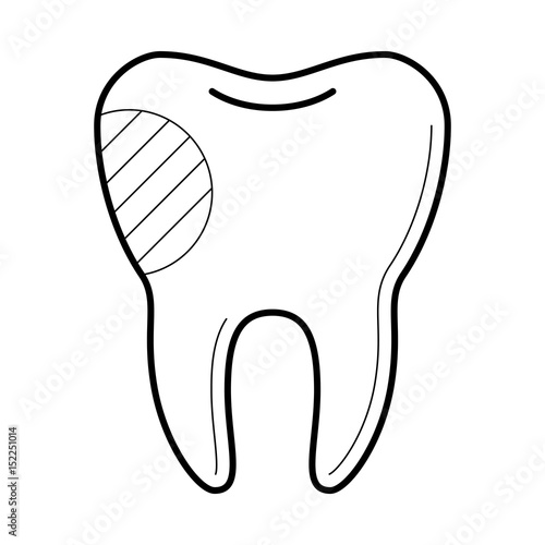 Tooth with filling icon, restore a tooth damaged by decay, medical clinic poster, professional work, stomatology information pictogram, health concept. Vector illustration