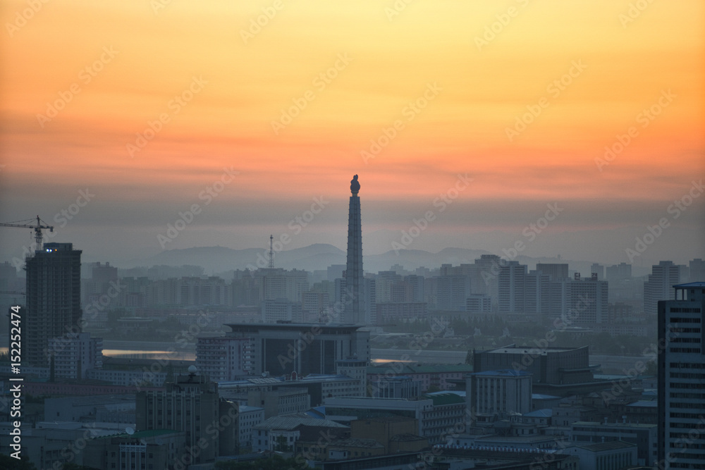 Sunrise over Pyongyang, DPRK - North Korea. April 29, 2017.