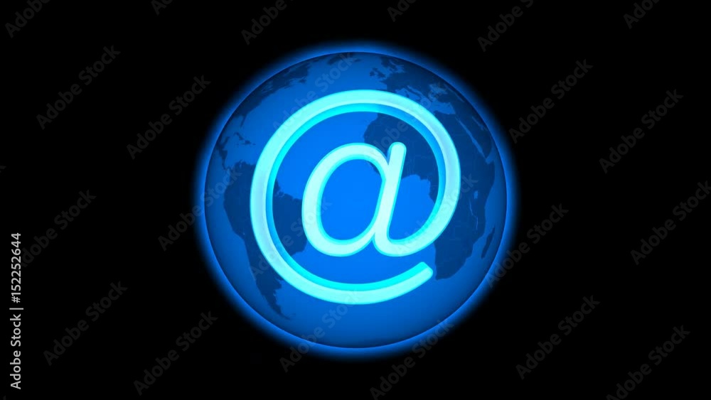 At sign on globe spinning, transparent background, seamless loop (alpha channel) At sign on globe spinning, transparent background, seamless loop (alpha channel)