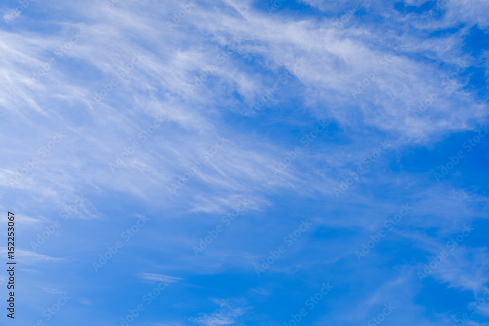 The summer sky is blue with cirrus clouds.
