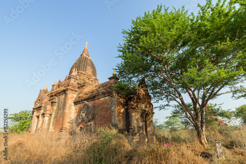 Exterior of an old and untitled temple (historic ruin 386) in Bagan, Myanmar (Burma).
