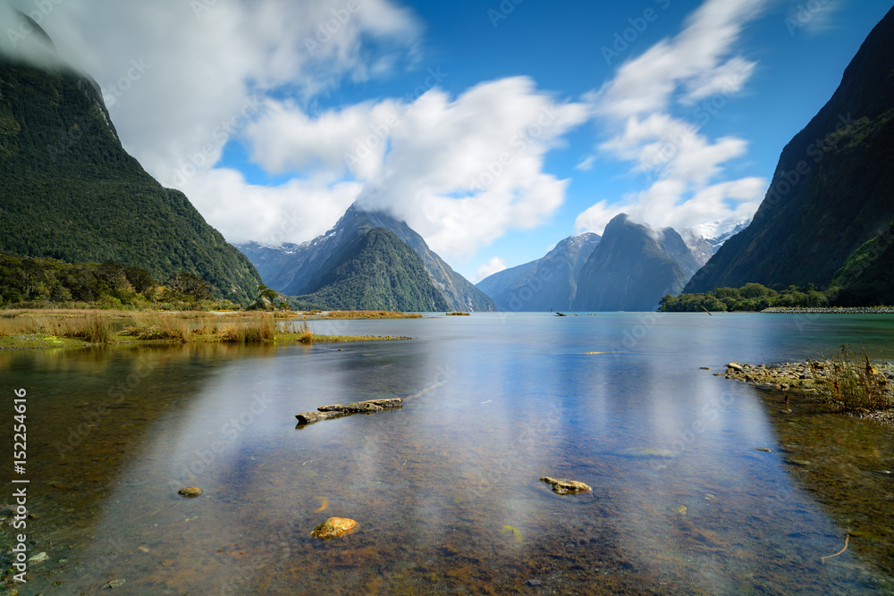 Mountain, View from Milford Sound Fjords of New Zealand.