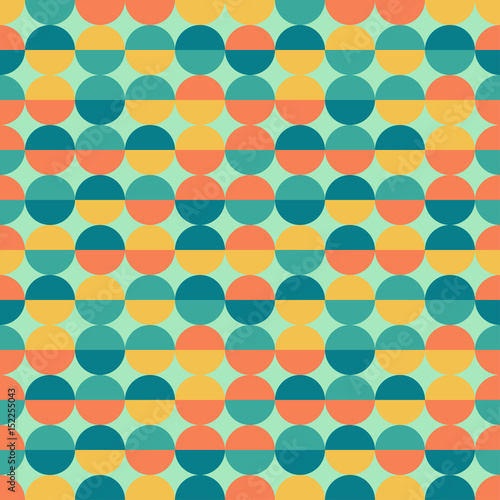 Wallpaper Mural Abstract colorful half circles seamless geometric pattern in vector on turquoise background. Torontodigital.ca