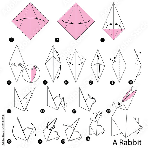 step by step instructions how to make origami A Rabbit