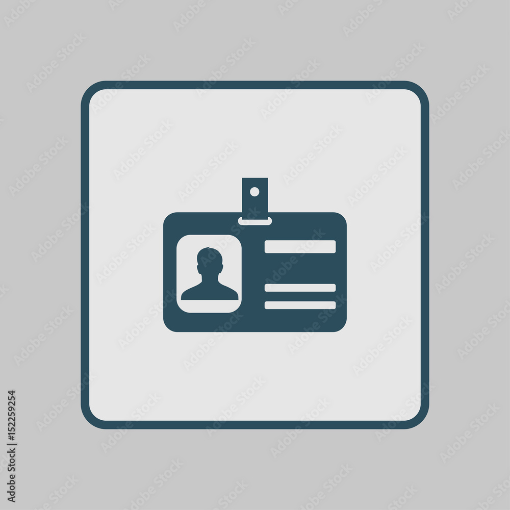 Identification card icon. Conference participant badge. Flat design style. Identification card icon. Conference participant badge. Flat design style.