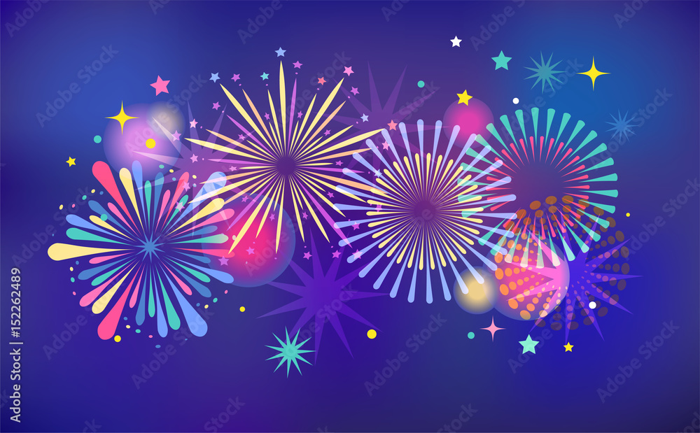 Fototapeta premium Winner, victory, fireworks and celebration
