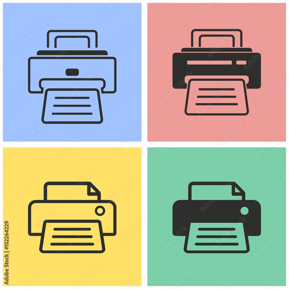 Printer icon set. Printer icon set.