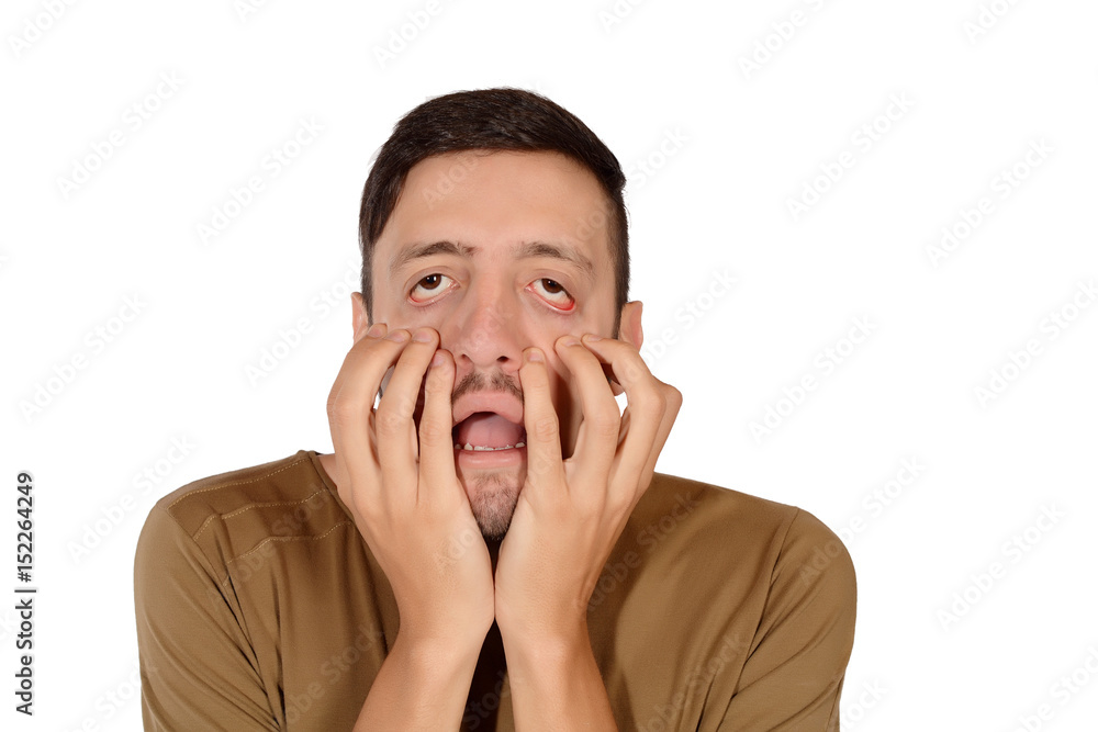 An exhausted man. An exhausted man.