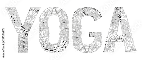 Word YOGA for coloring. Vector decorative zentangle object