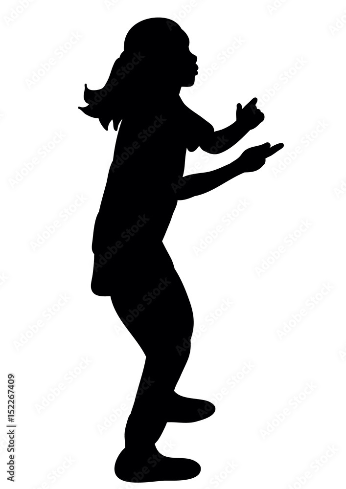 silhouette little girl beautifully dancing