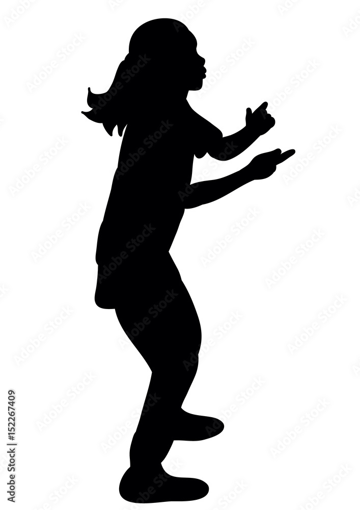 silhouette little girl beautifully dancing silhouette little girl beautifully dancing