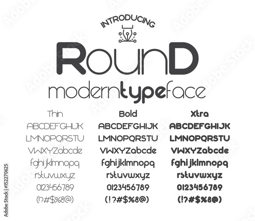 Modern minimalistic sans serif font Round