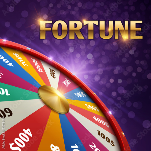 Vector gambling background with 3d fortune chance wheel