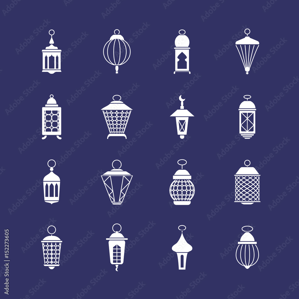 Antique arabic ramadan light lanterns muslim vector icons Antique arabic ramadan light lanterns muslim vector icons