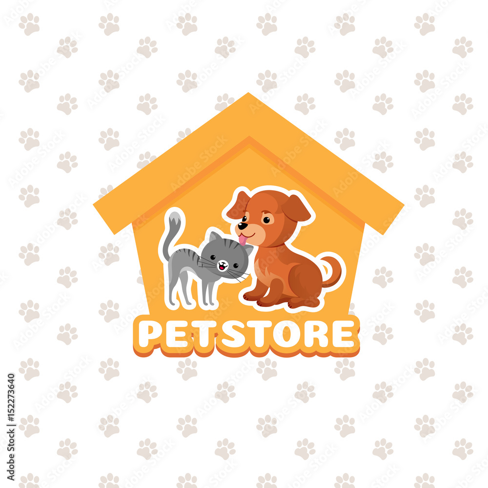 Pet store vector background with happy pets animals Pet store vector background with happy pets animals
