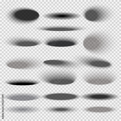 Transparent oval bottom drop shadows for any round objects vector templates