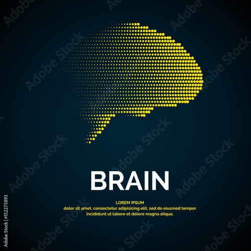 Vector logo brain color silhouette