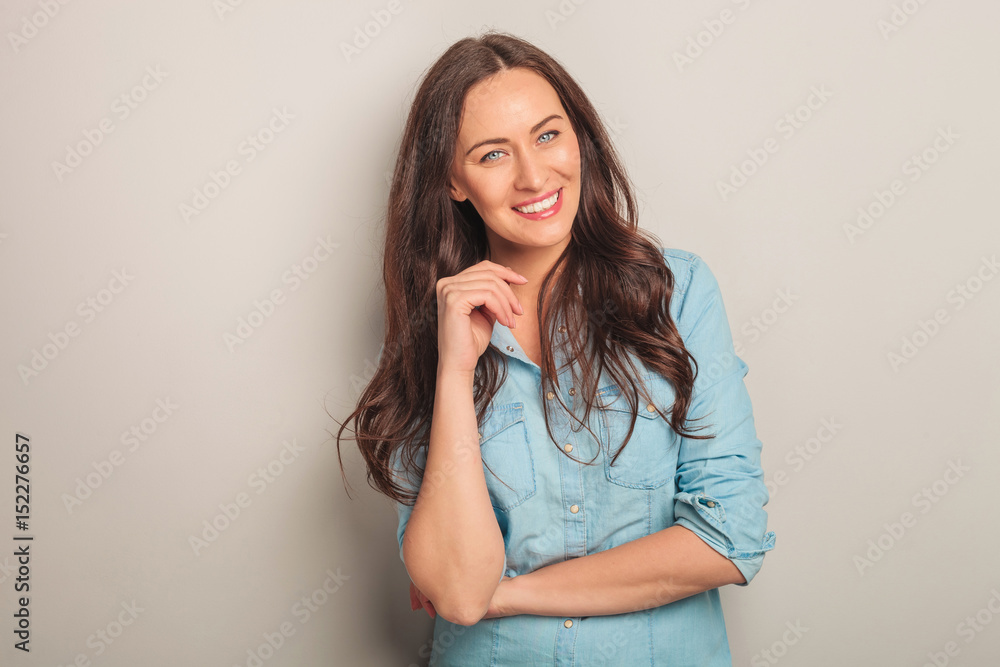 beautiful woman with blue eyes is having fun beautiful woman with blue eyes is having fun