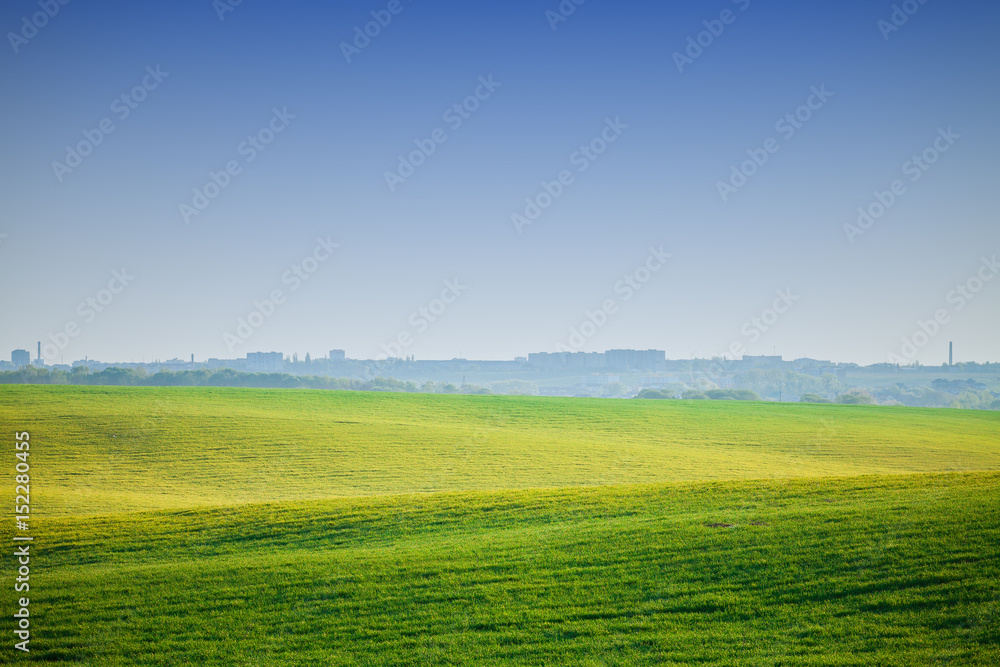 Green Field and Beautiful Sunset Green Field and Beautiful Sunset