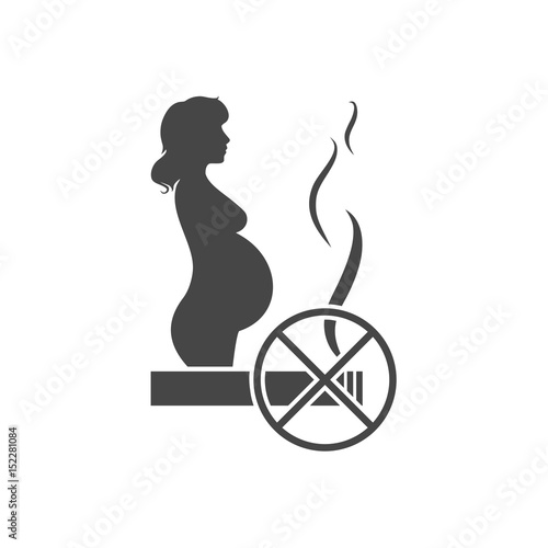 Stop smoking, pregnant woman silhouette icon