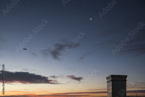 Chimney, Plane, and Moon