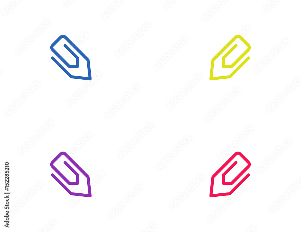 Flat vector paperclip steel office set Flat vector paperclip steel office set