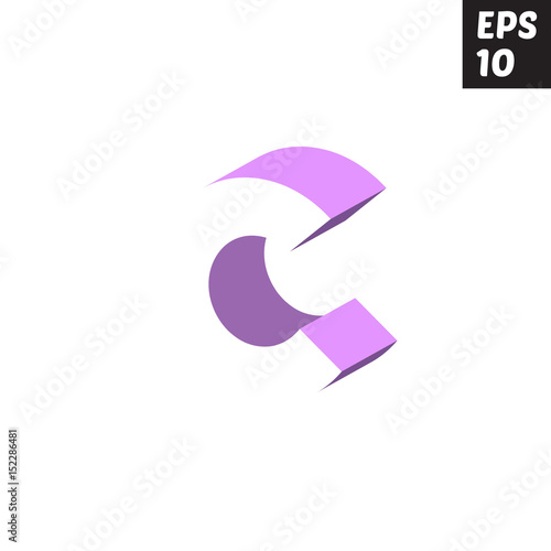 Initial letter C lowercase logo design template block violet purple © reziart