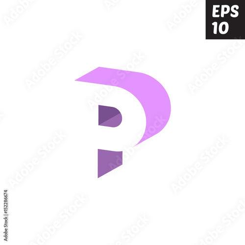 Initial letter P lowercase logo design template block violet purple