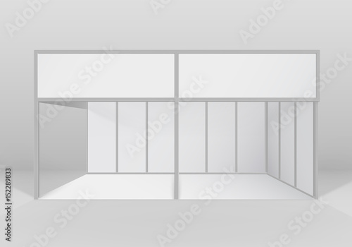 Vector White Blank Indoor Trade exhibition Booth Standard Stand for Presentation Isolated with Background
