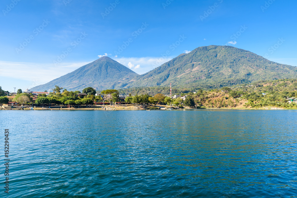 Shore of San Lucas Toliman - village at lake Atitlan, Department of Solola in Guatemala