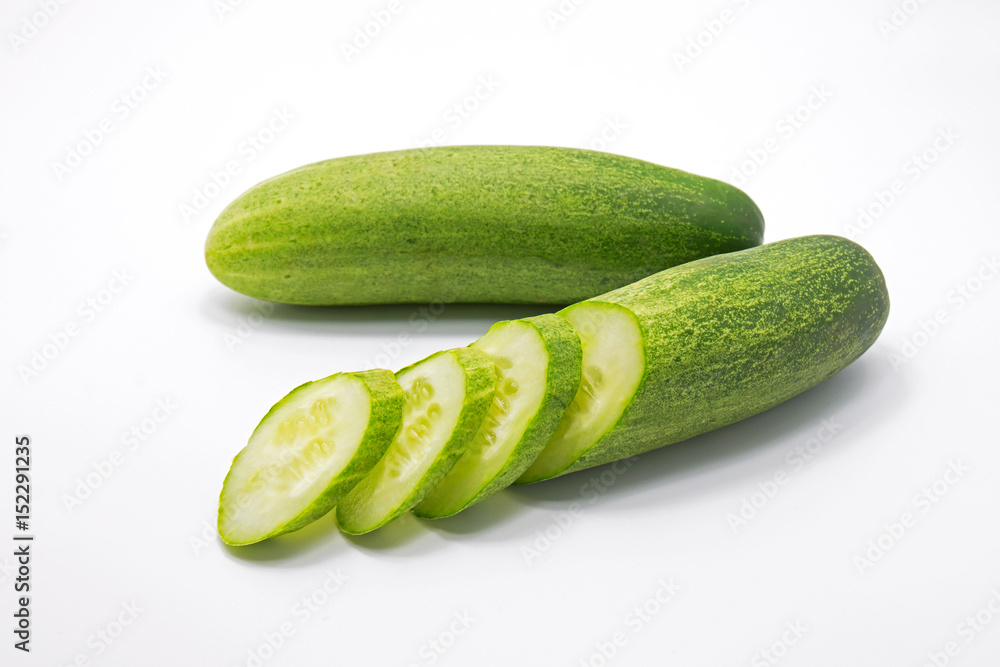 Fresh Cucumber Slices on White Background Fresh Cucumber Slices on White Background
