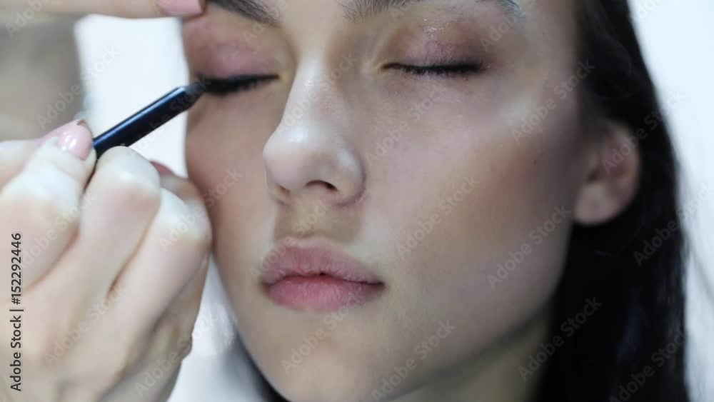 make up artist doing professional make up and working with young beautiful woman make up artist doing professional make up and working with young beautiful woman