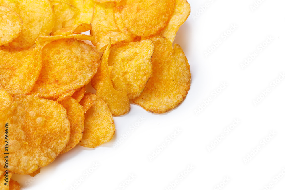 Potato chips isolated on white background Potato chips isolated on white background